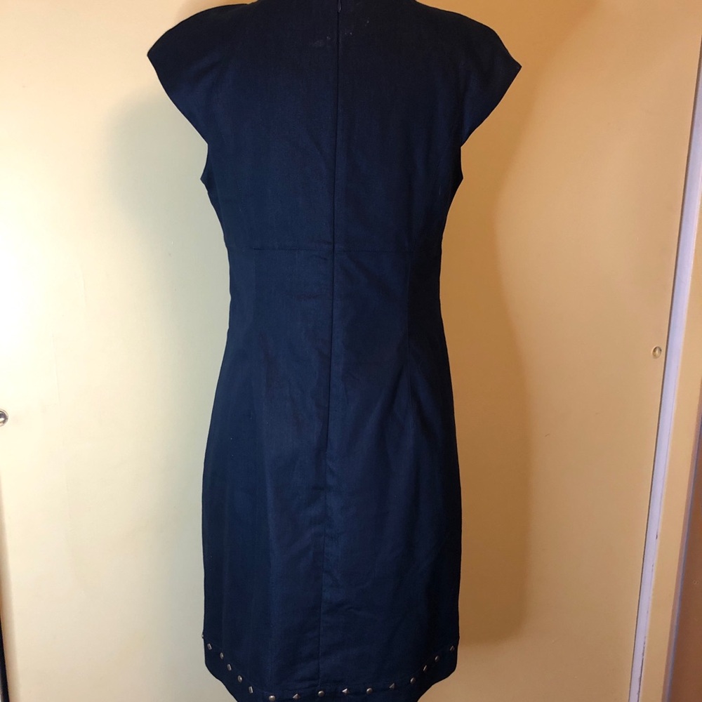 Betsey Johnson Dark Blue Denim Dress. Stud accents . Cap Sleeves. - Picture 6 of 9